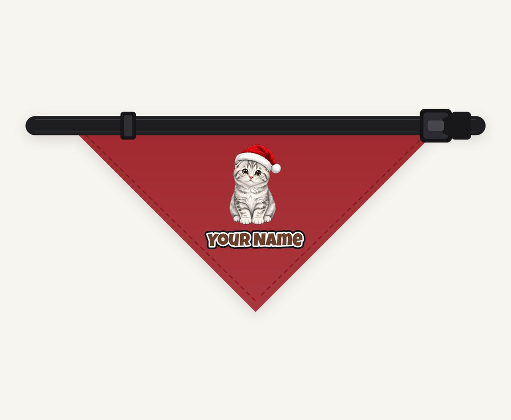 Scottish Fold personalised Christmas pet bandana collar with buckle