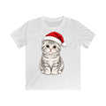 Scottish Fold personalised kids Christmas tee in white