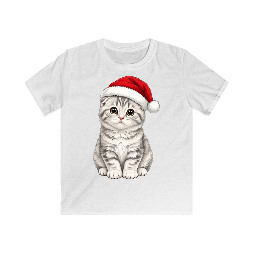 Scottish Fold personalised kids Christmas tee in white