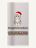 Scottish Fold Christmas Personalised Beach Towel