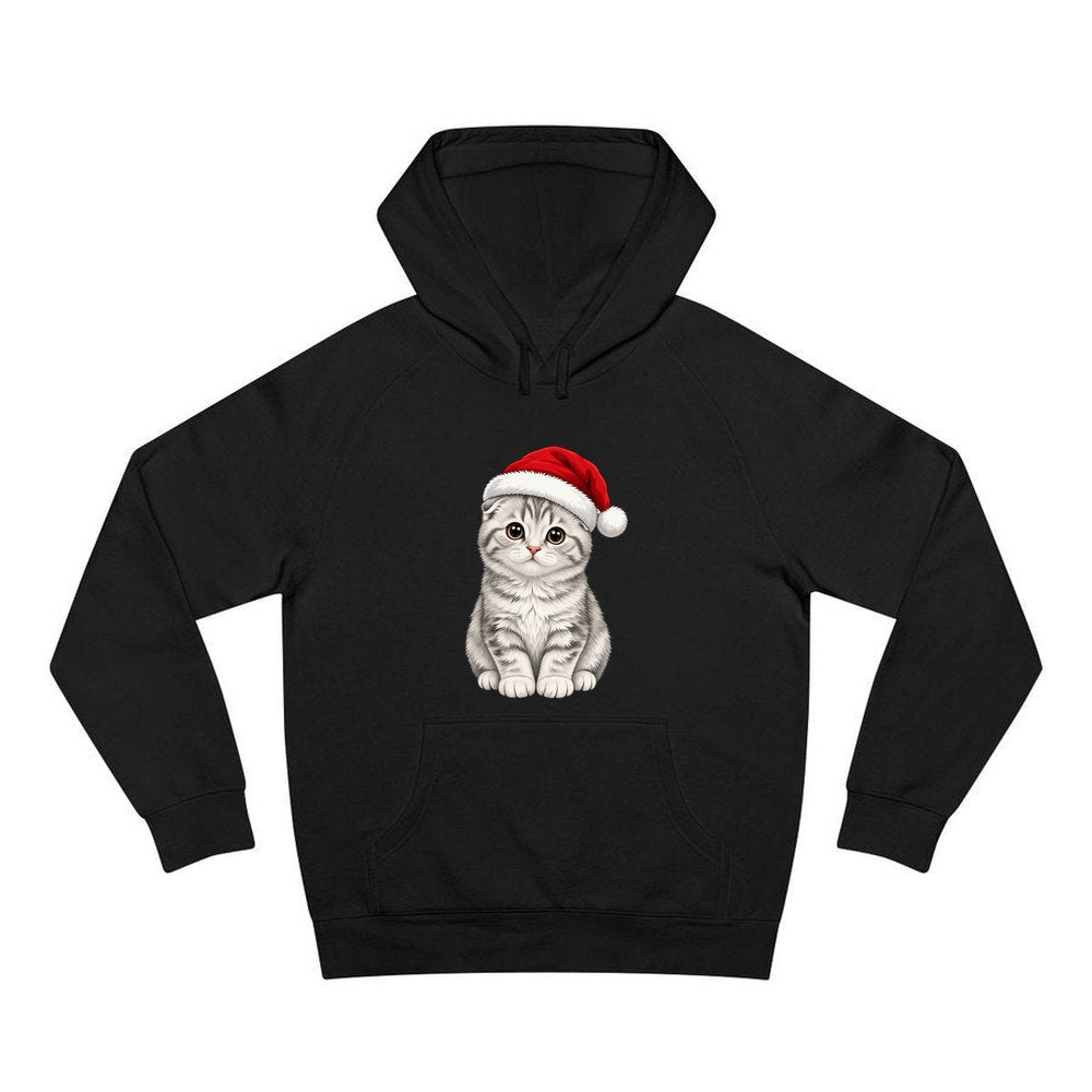 Scottish Fold personalised Christmas hoodie in black