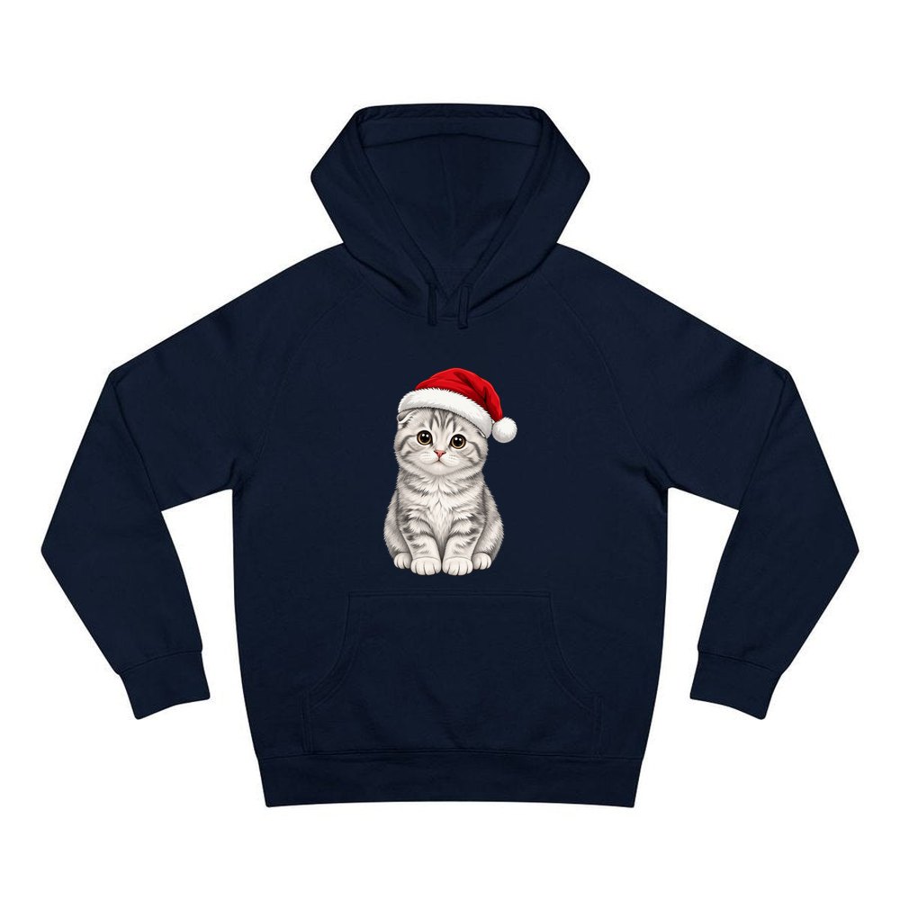 Scottish Fold personalised Christmas hoodie in navy