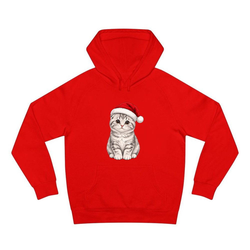 Scottish Fold personalised Christmas hoodie in red