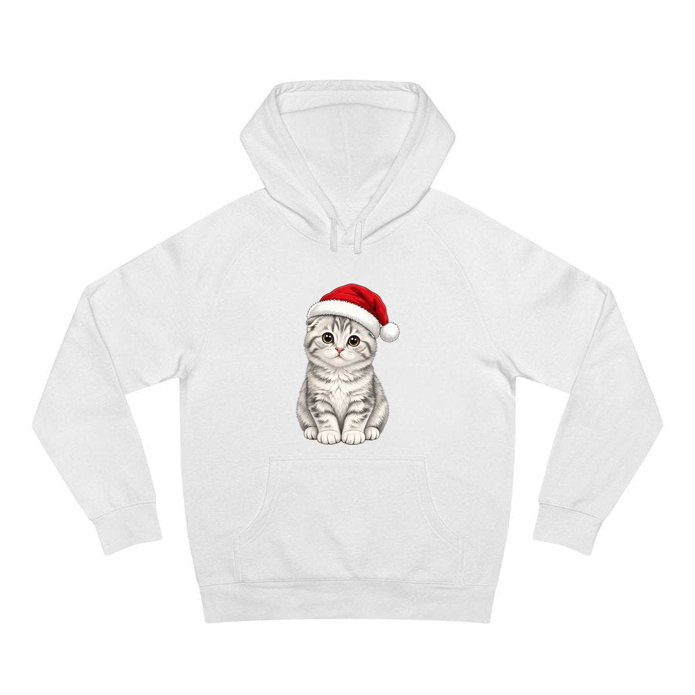 Scottish Fold personalised Christmas hoodie in white