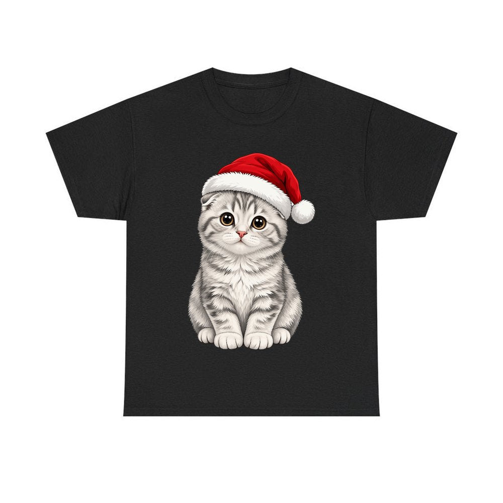 Scottish Fold personalised Christmas T-shirt in black