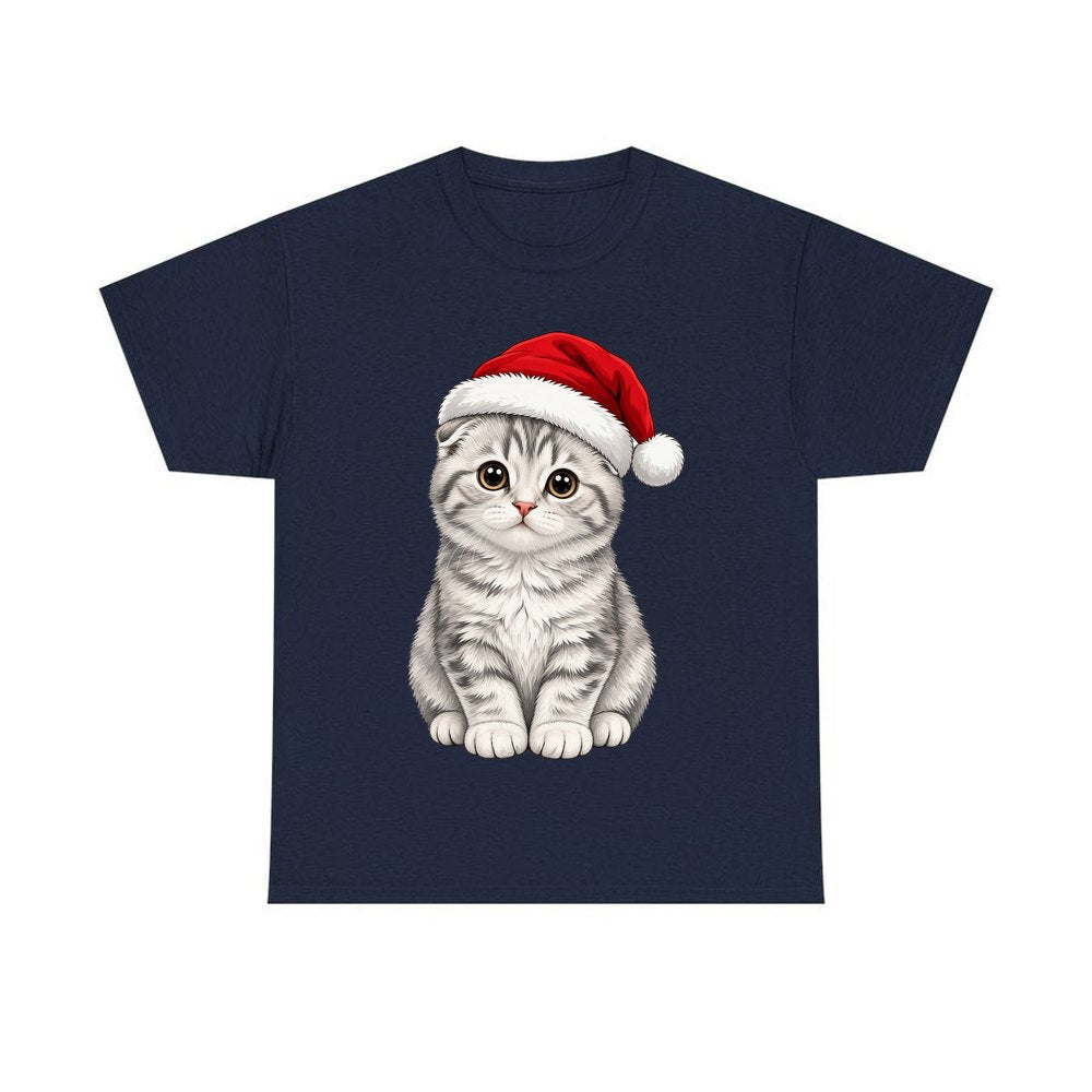Scottish Fold personalised Christmas T-shirt in navy