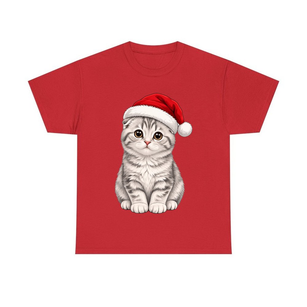 Scottish Fold personalised Christmas T-shirt in red