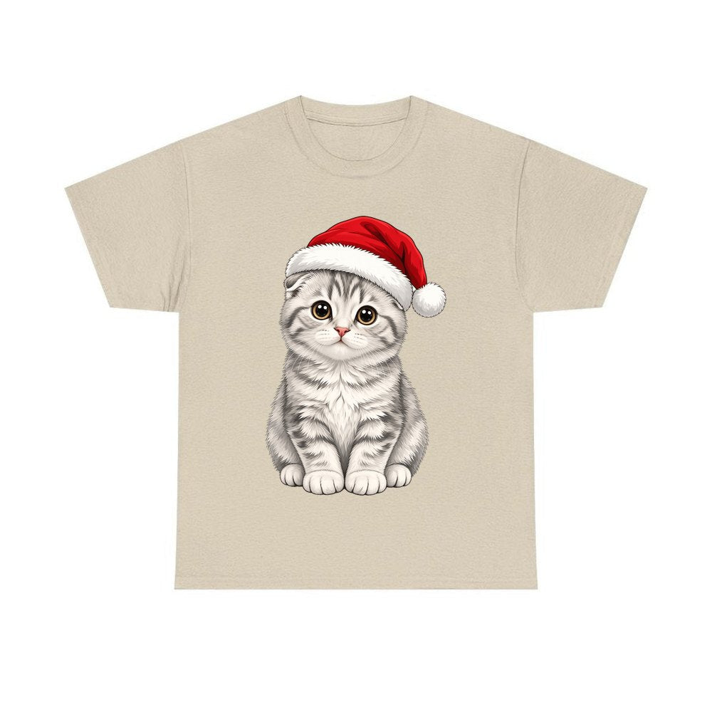 Scottish Fold personalised Christmas T-shirt in sand