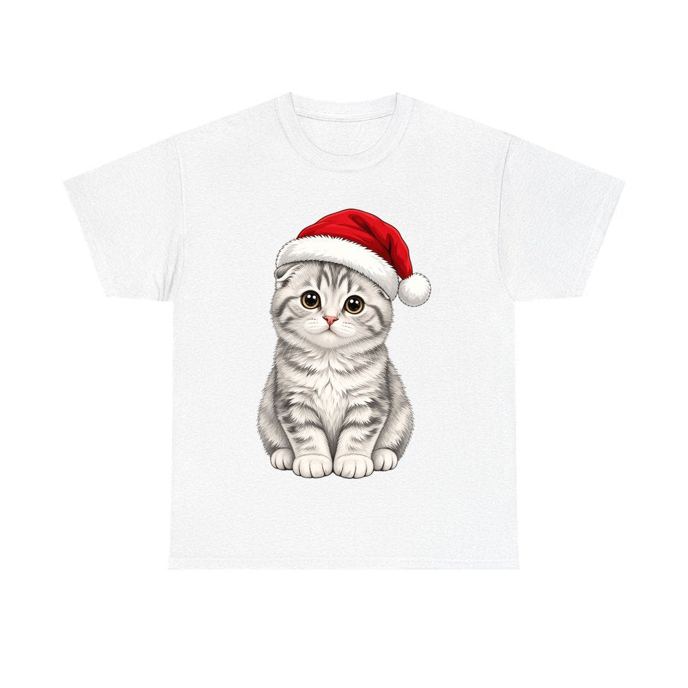 Scottish Fold personalised Christmas T-shirt in white