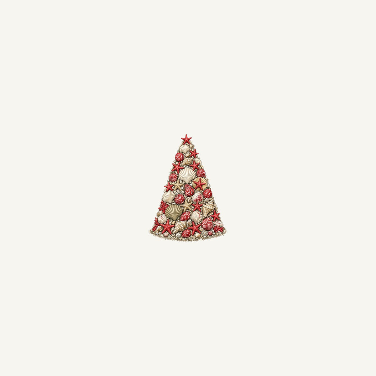 Seashell Christmas Tree Personalised Beach Towel