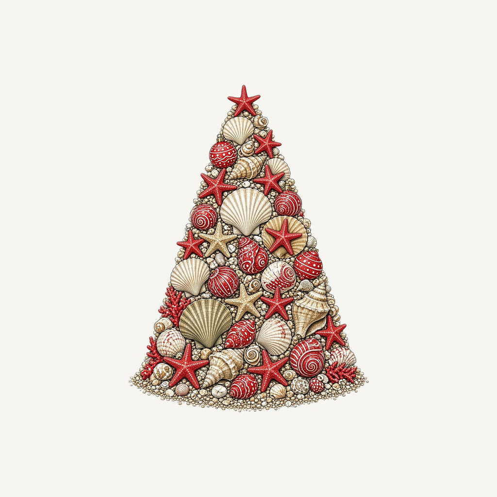 Seashell Christmas Tree Personalised Christmas T-Shirt and Hoodie