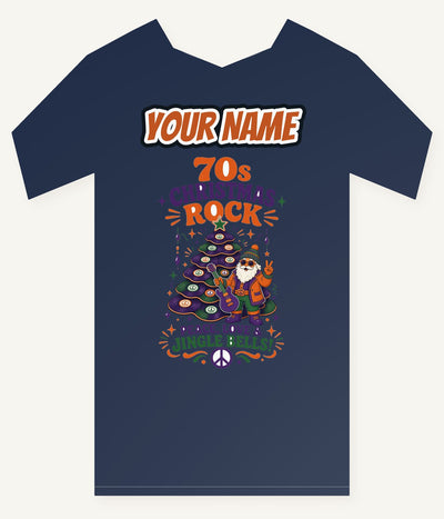 Seventies Christmas Rock Santa Personalised Kids and Baby Christmas Tee
