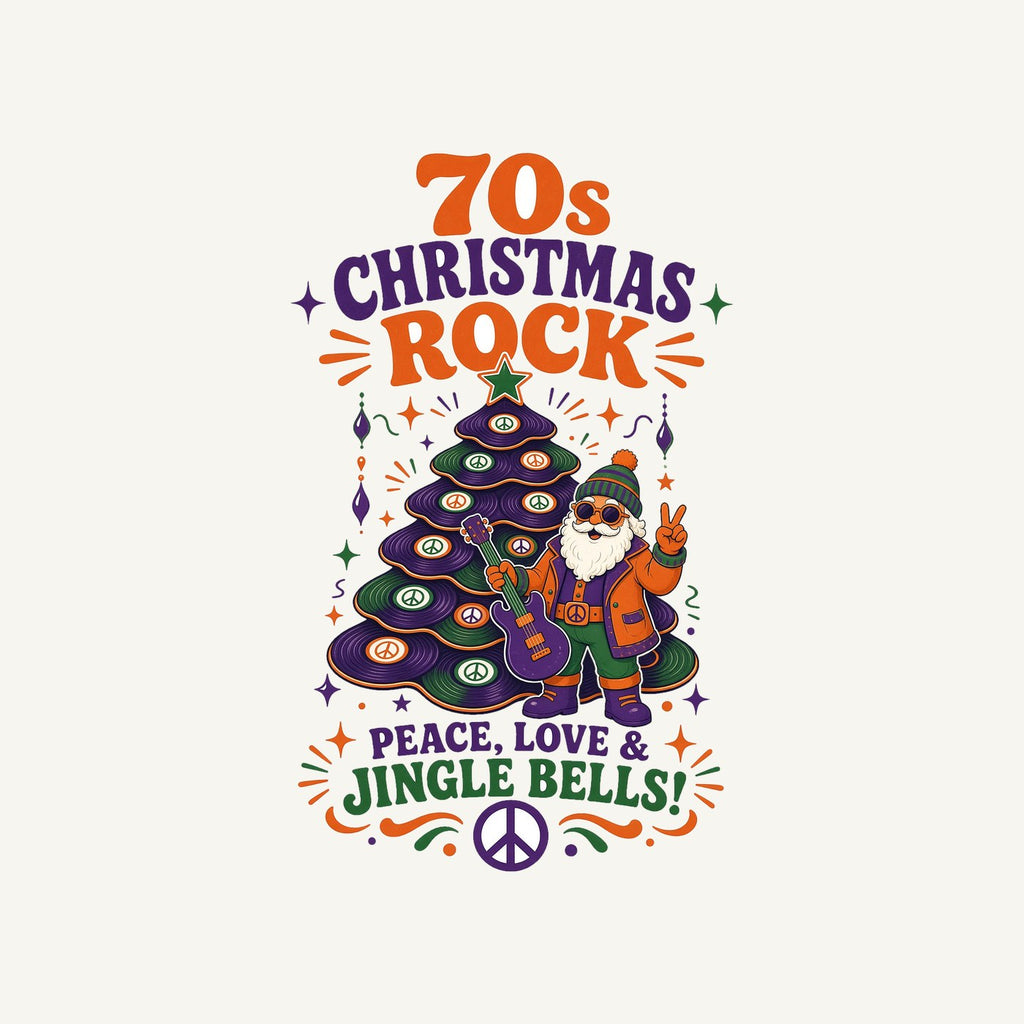 Seventies Christmas Rock Santa Personalised Kids and Baby Christmas Tee
