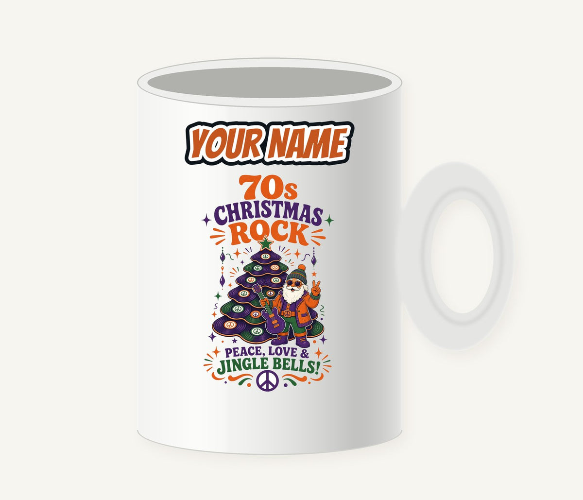 Seventies Christmas Rock Santa Personalised Christmas Mug