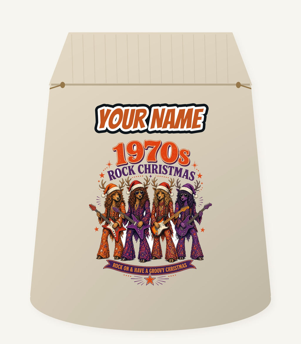 Seventies Reindeer Rock Band Personalised Santa Sack