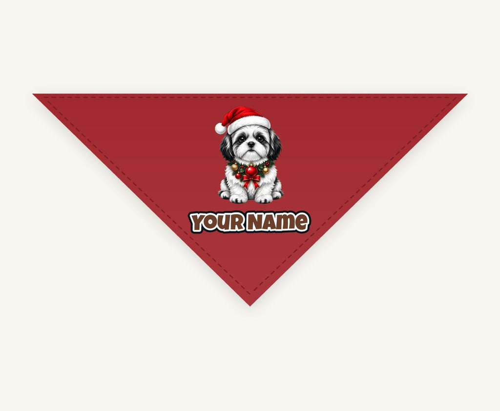 Shih Tzu personalised Christmas pet bandana, tie-on style