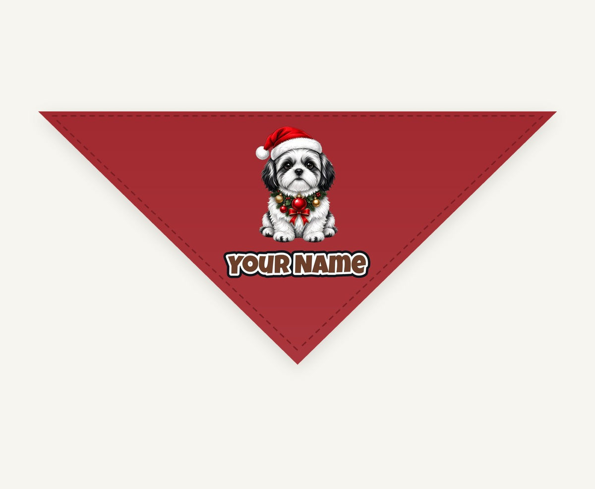Shih Tzu personalised Christmas pet bandana, tie-on style