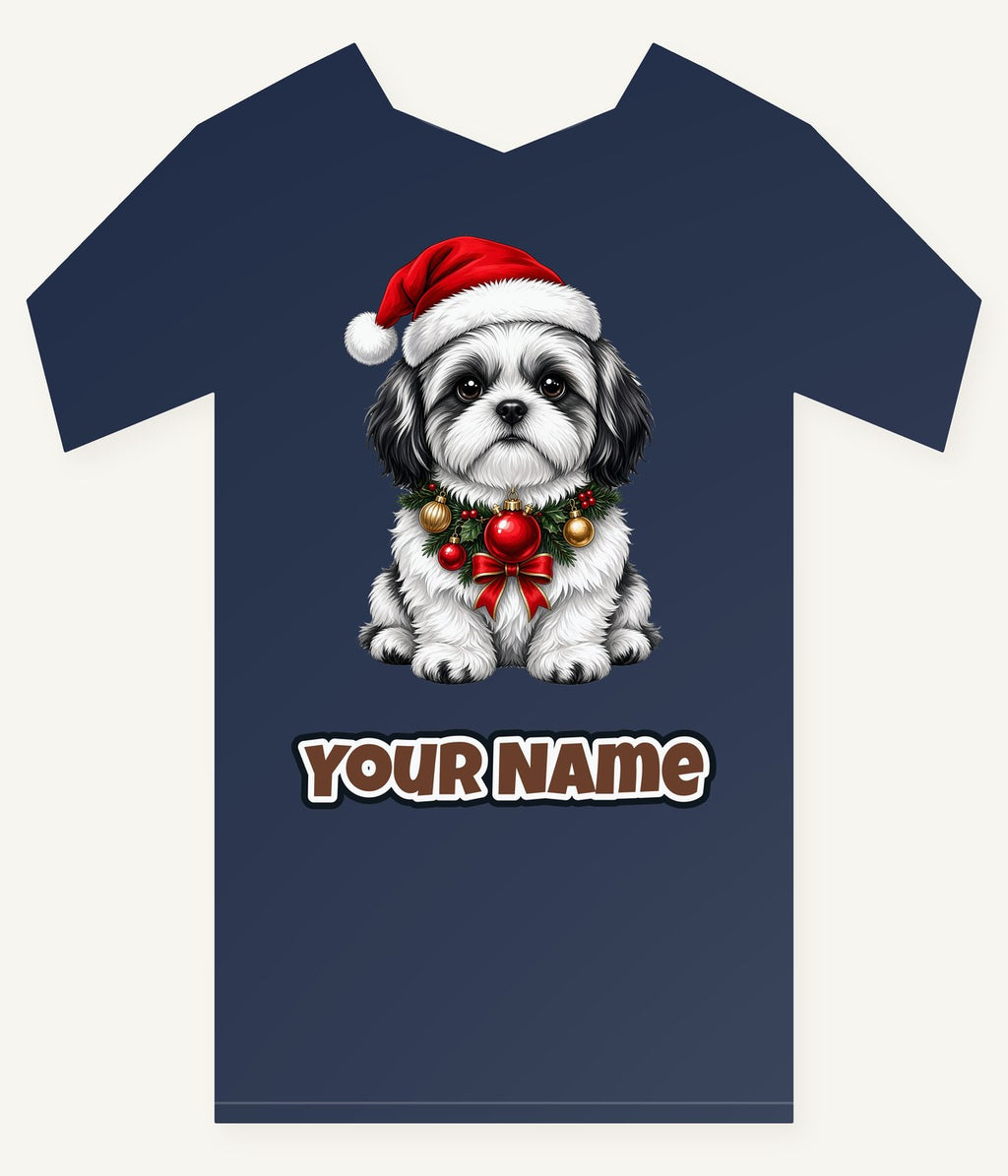 Shih Tzu Christmas Personalised Kids Tee and Baby Bodysuit