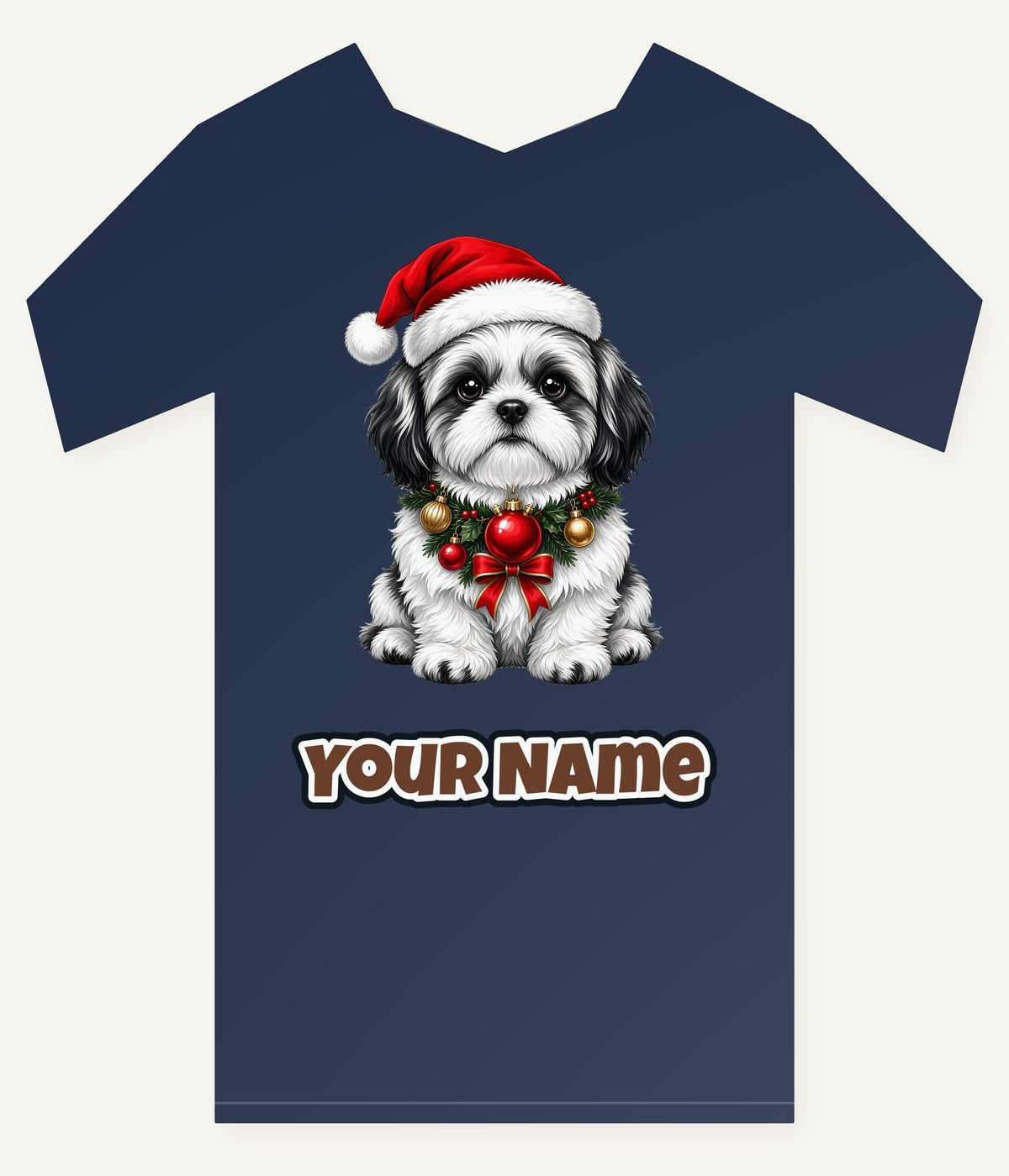 Shih Tzu Christmas Personalised Kids Tee and Baby Bodysuit