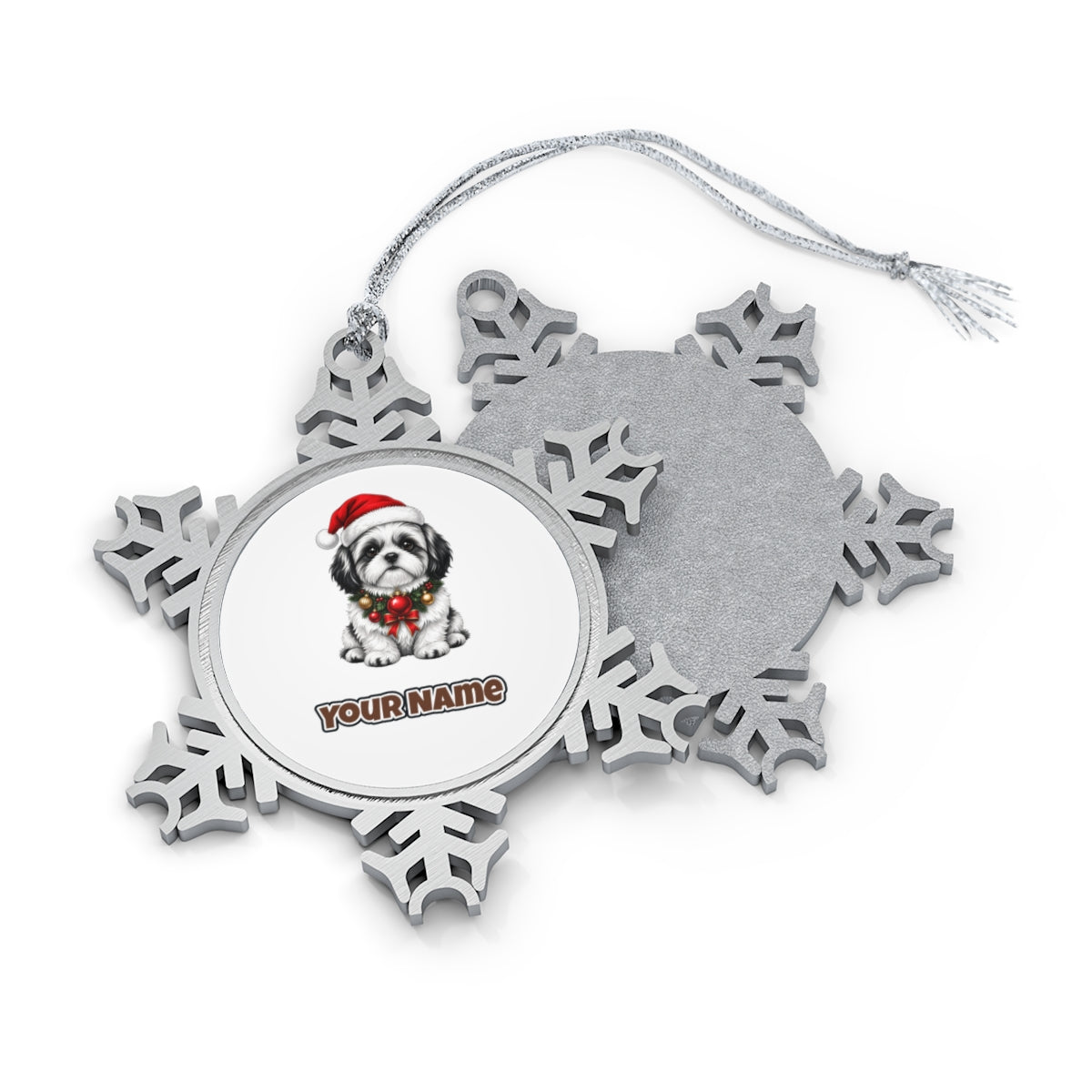 Shih Tzu Personalised Pewter Christmas Ornament