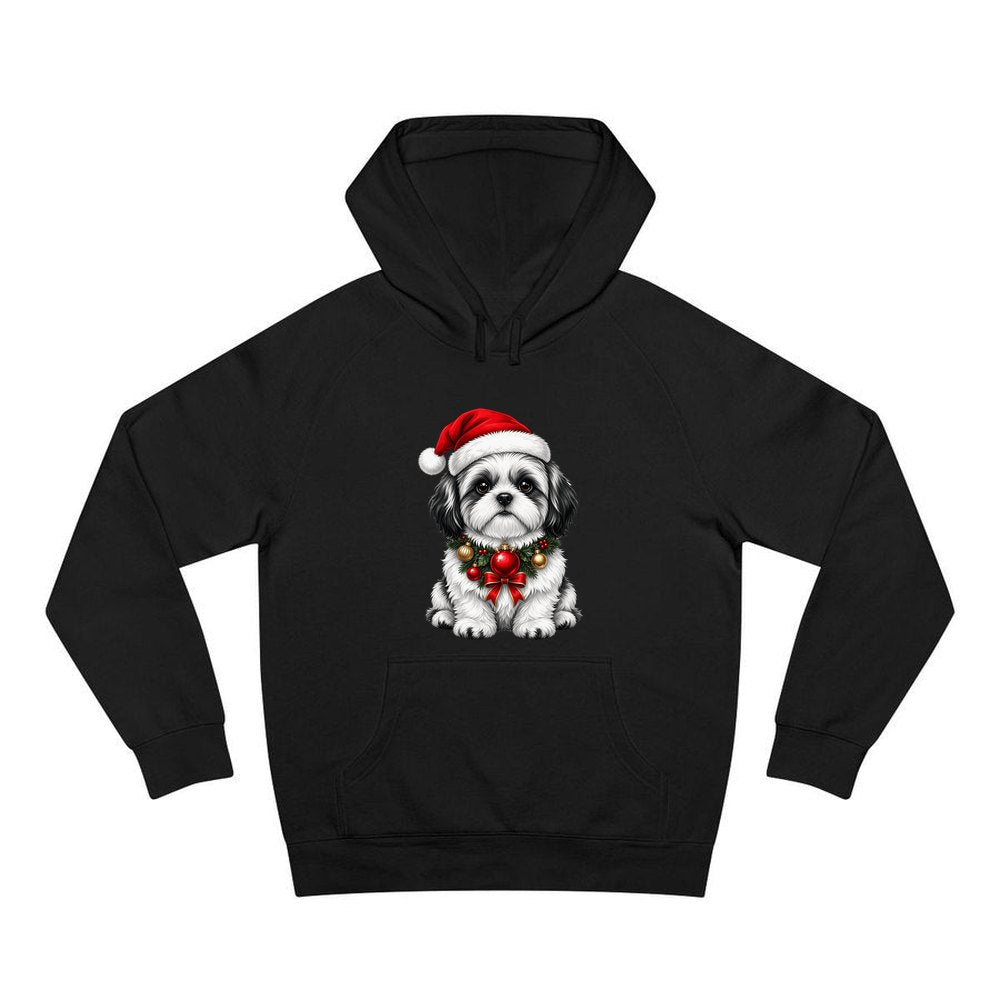 Shih Tzu personalised Christmas hoodie in black