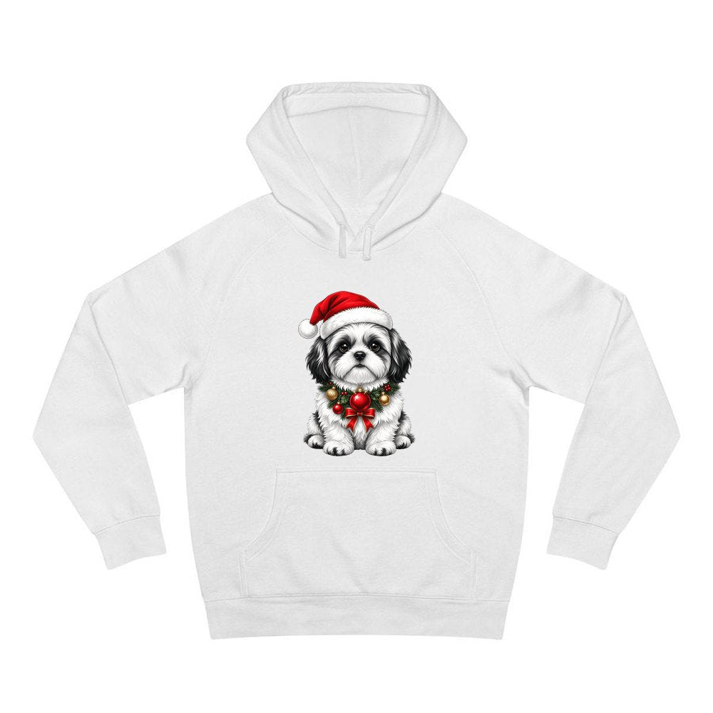 Shih Tzu personalised Christmas hoodie in white