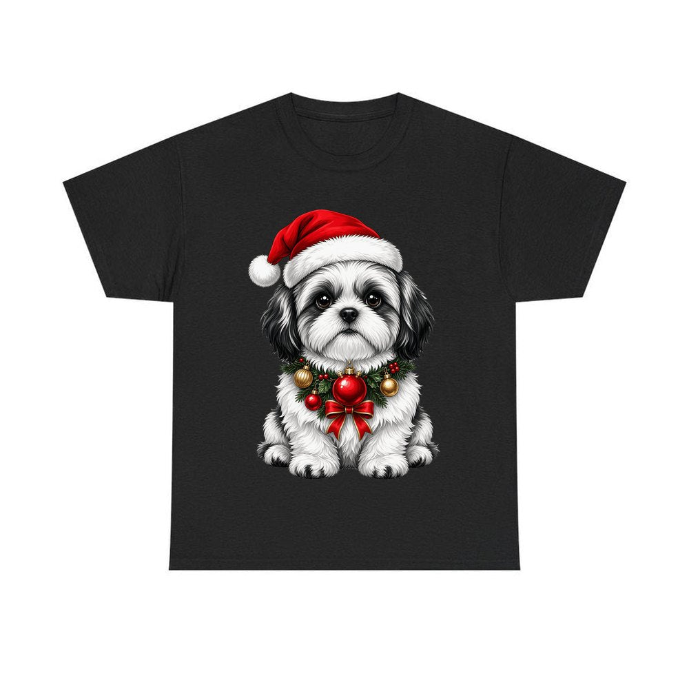 Shih Tzu personalised Christmas T-shirt in black