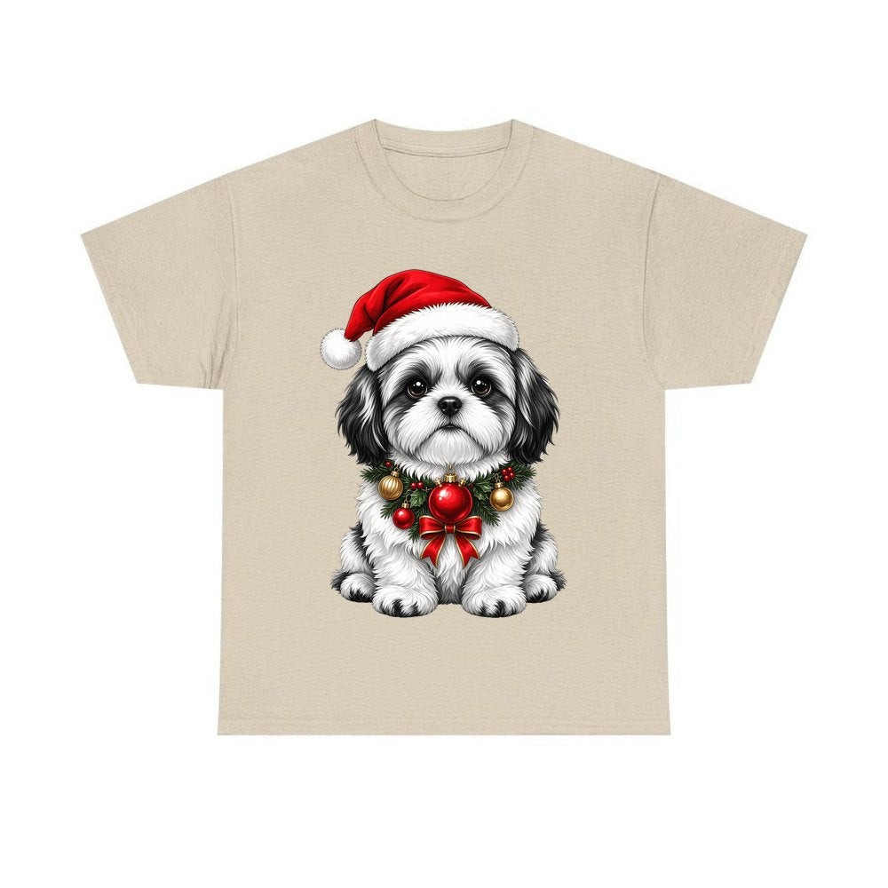 Shih Tzu personalised Christmas T-shirt in sand