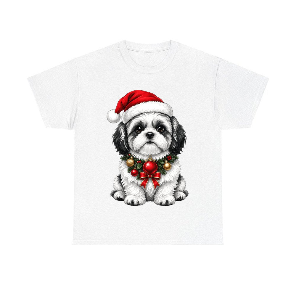 Shih Tzu personalised Christmas T-shirt in white