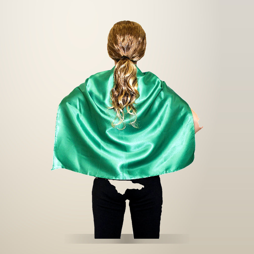 BR Costumes Kids Short Satin Cape, Multiple Colours, on a plain cream background