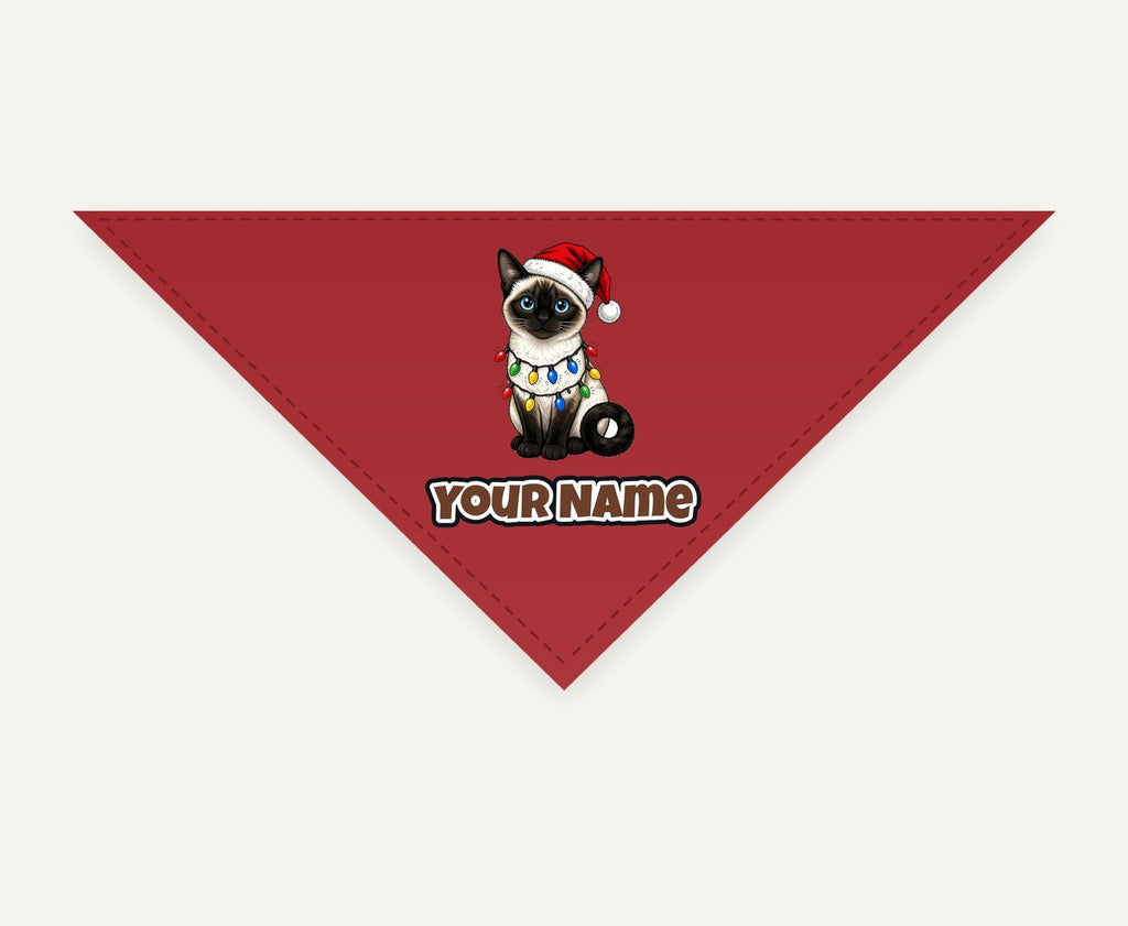 Siamese in Christmas Lights personalised Christmas pet bandana, tie-on style
