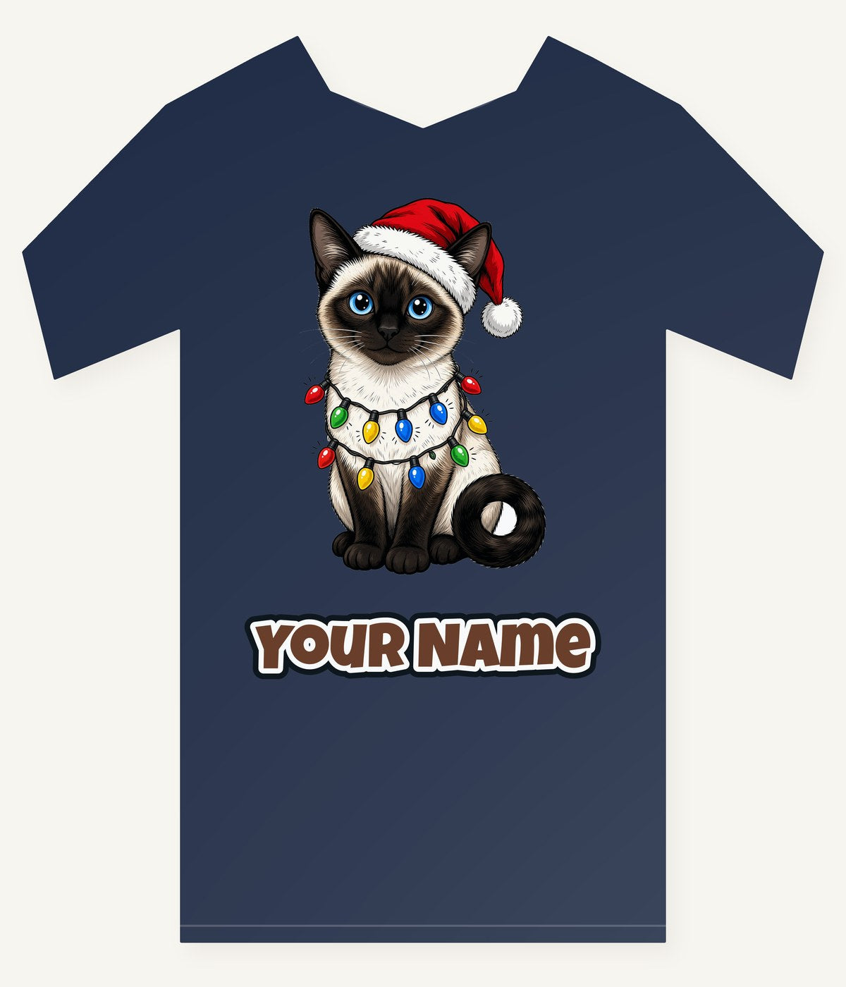Siamese in Christmas Lights Personalised Kids Tee and Baby Bodysuit