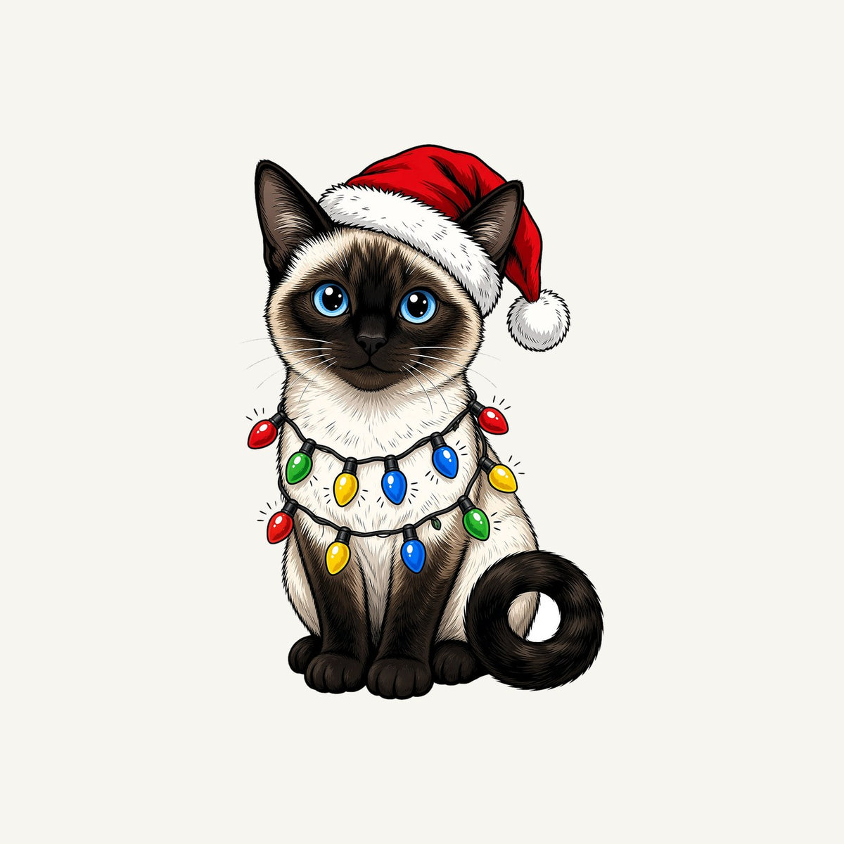 Siamese in Christmas Lights Personalised Kids Tee and Baby Bodysuit