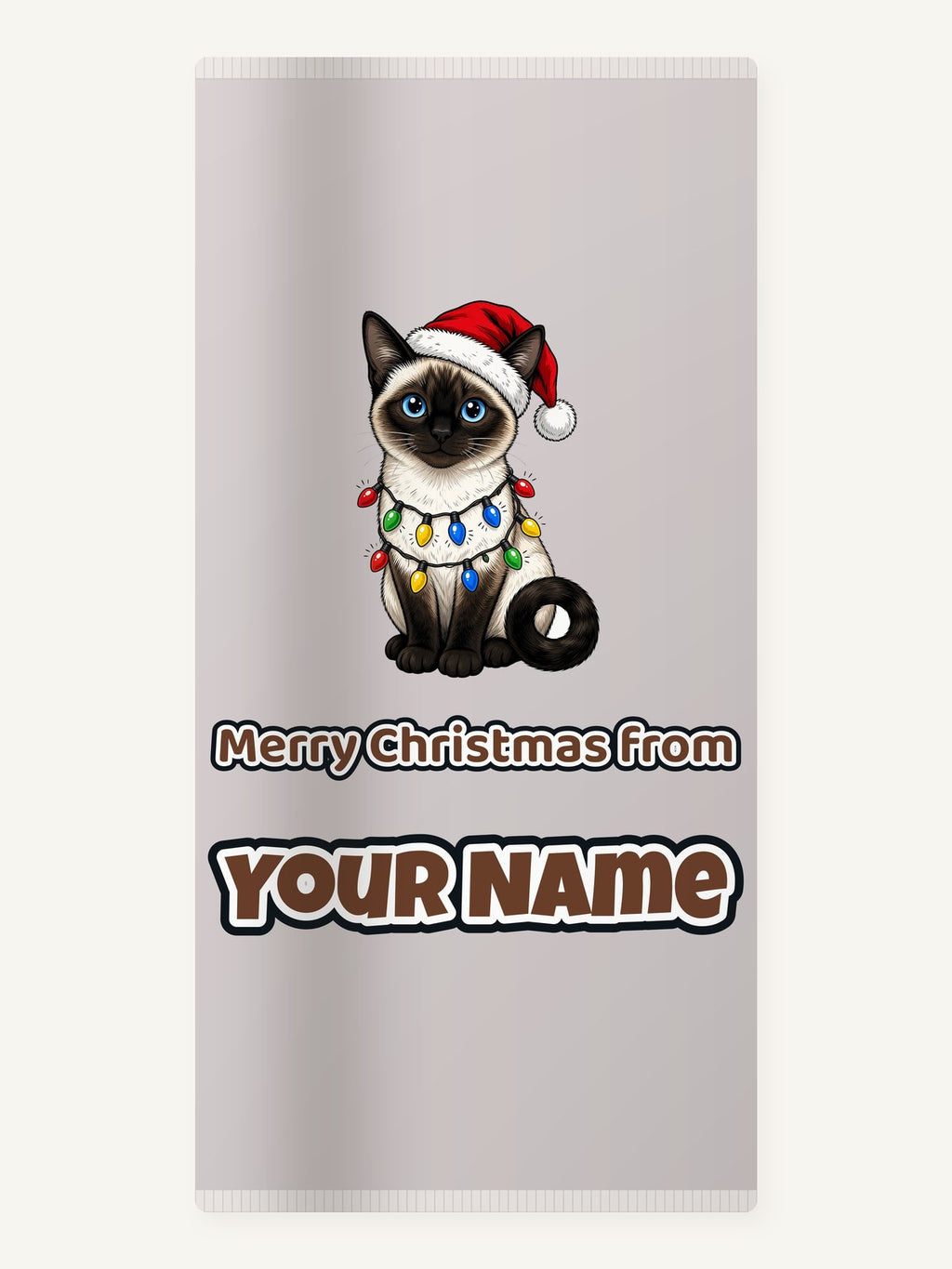 Siamese in Christmas Lights Personalised Beach Towel
