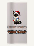 Siamese in Christmas Lights Personalised Beach Towel