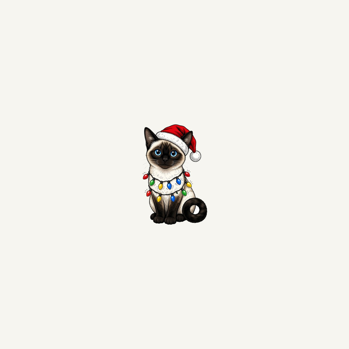 Siamese in Christmas Lights Personalised Beach Towel