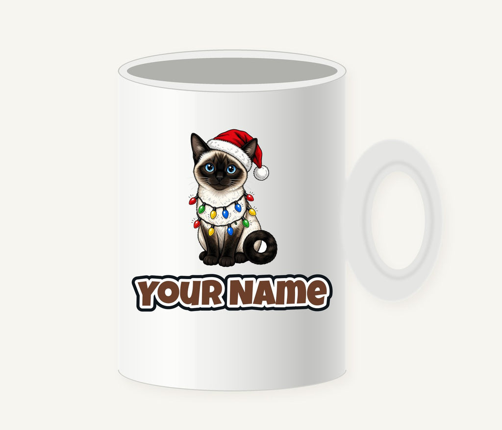 Siamese in Christmas Lights Personalised Christmas Mug