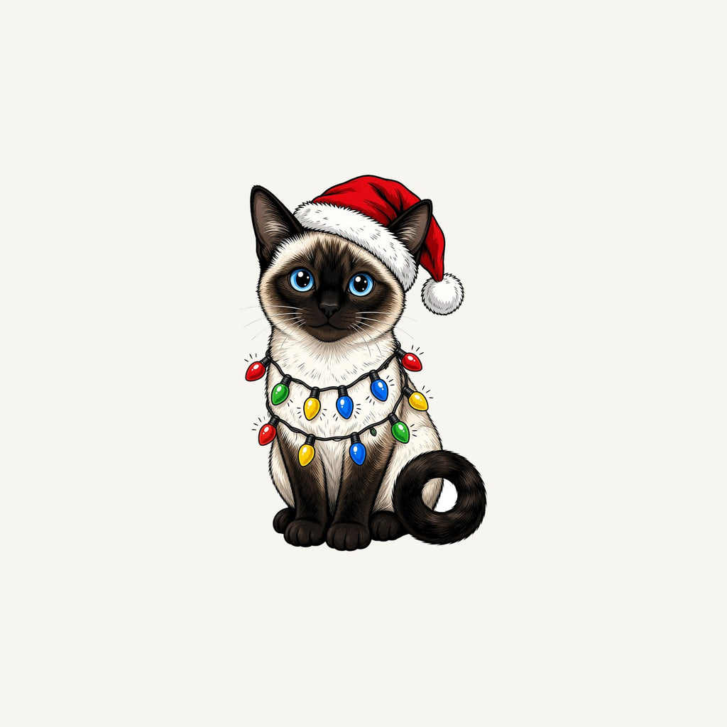 Siamese in Christmas Lights Personalised Christmas Mug