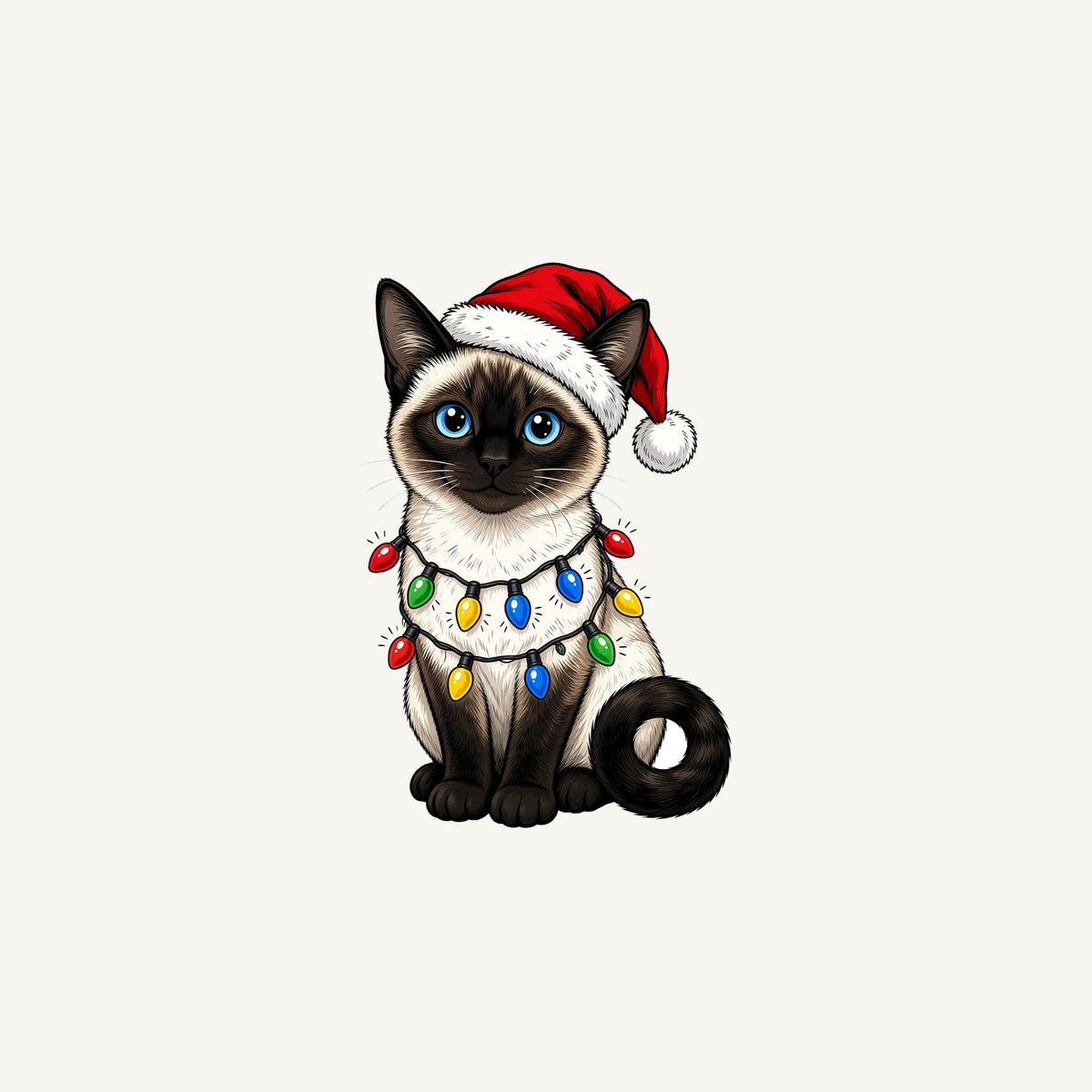 Siamese in Christmas Lights Personalised Christmas Mug