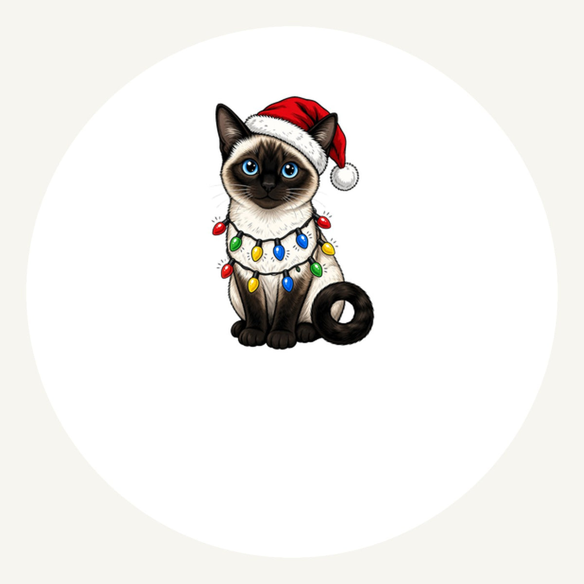 Siamese in Christmas Lights Personalised Pewter Christmas Ornament