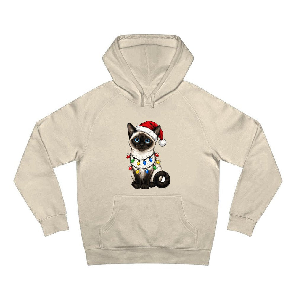 Siamese in Christmas Lights personalised Christmas hoodie in sand