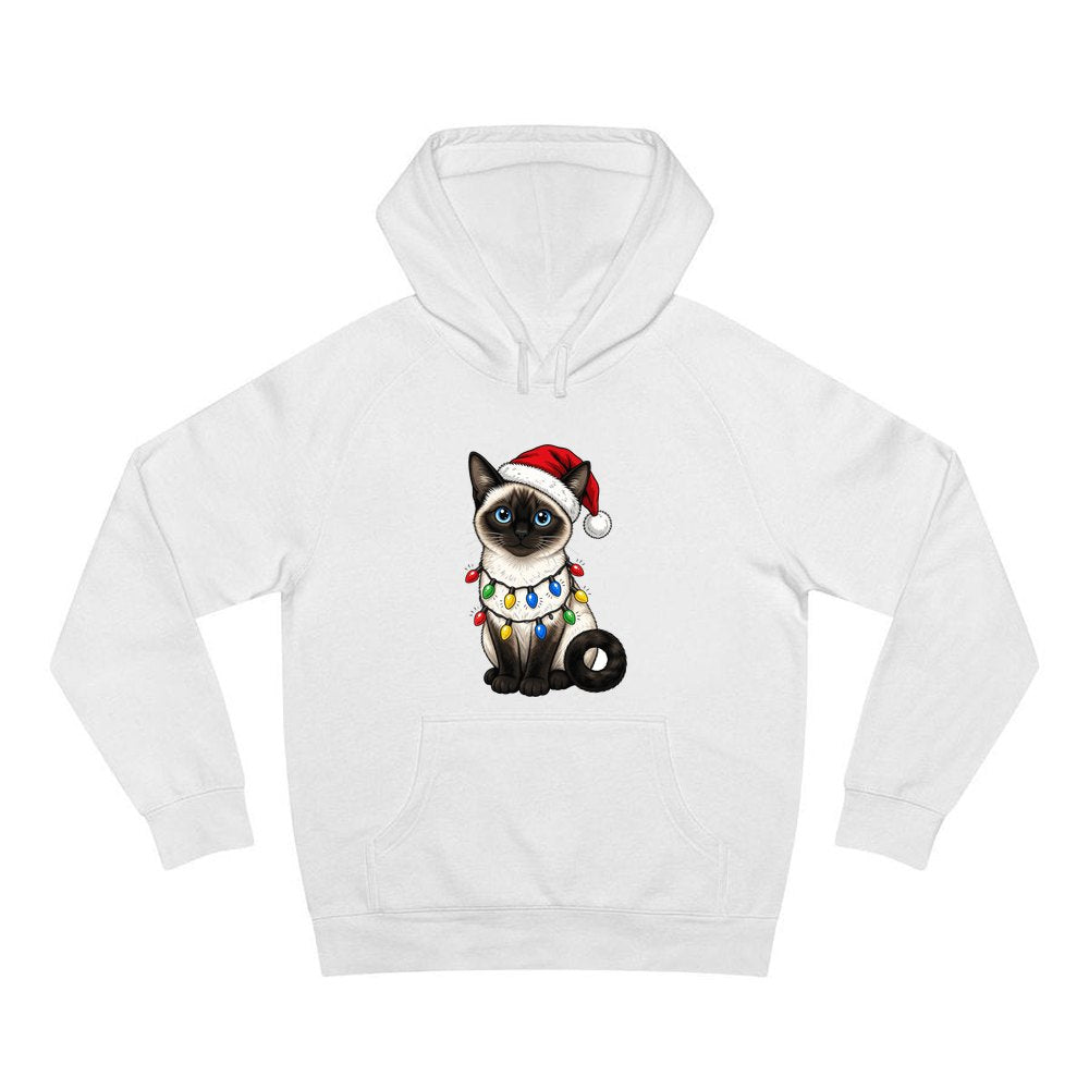 Siamese in Christmas Lights personalised Christmas hoodie in white