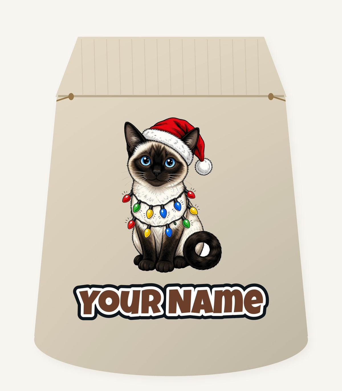 Siamese in Christmas Lights Personalised Santa Sack