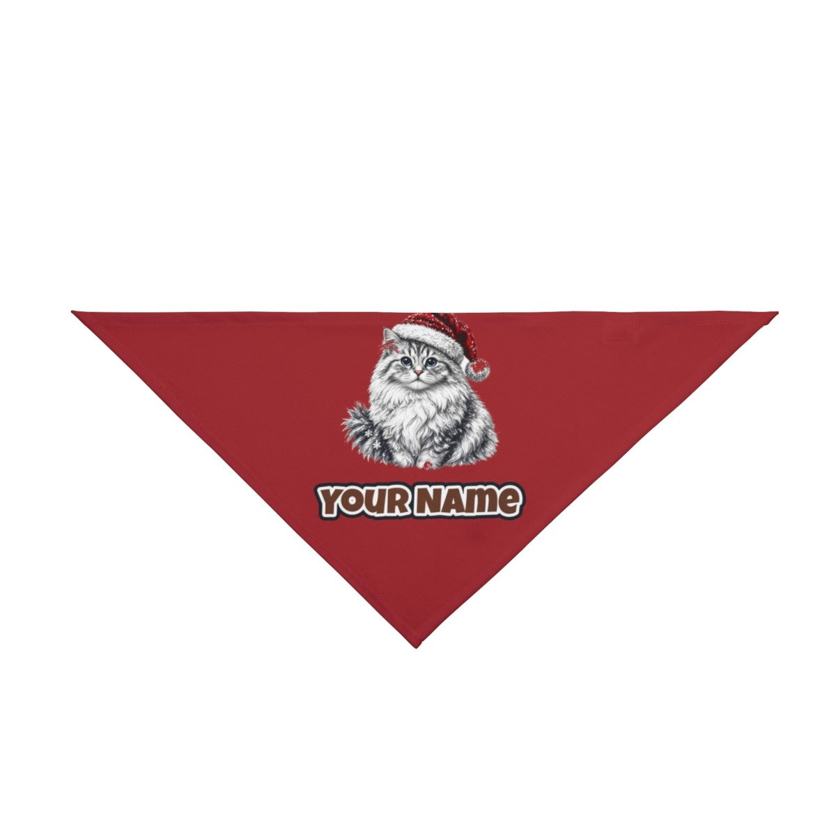 Siberian Cat personalised Christmas pet bandana in red, tie-on style