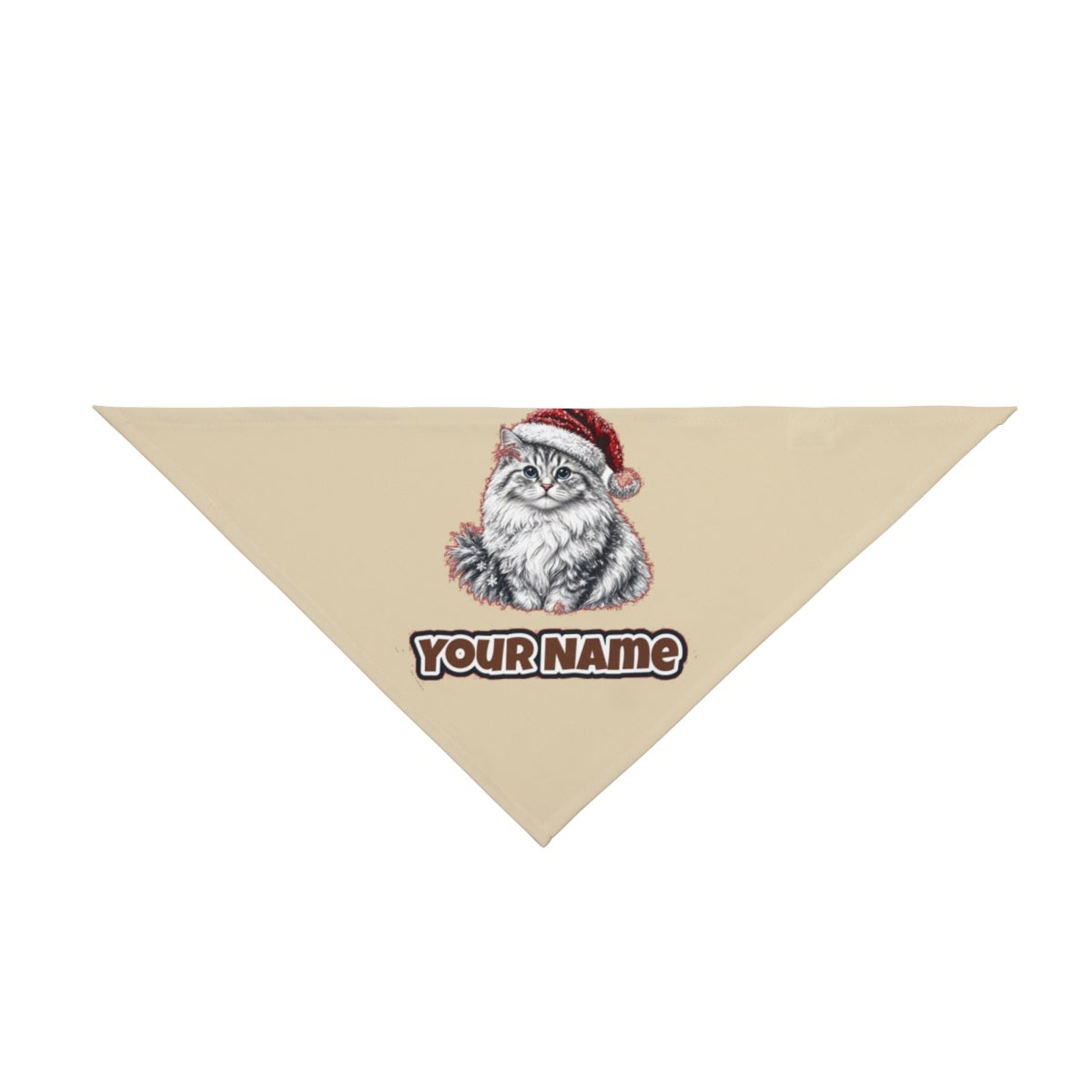 Siberian Cat personalised Christmas pet bandana in beige, tie-on style