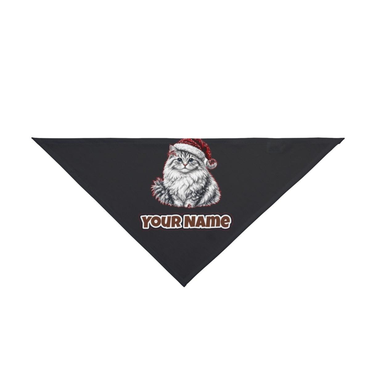 Siberian Cat personalised Christmas pet bandana in black, tie-on style