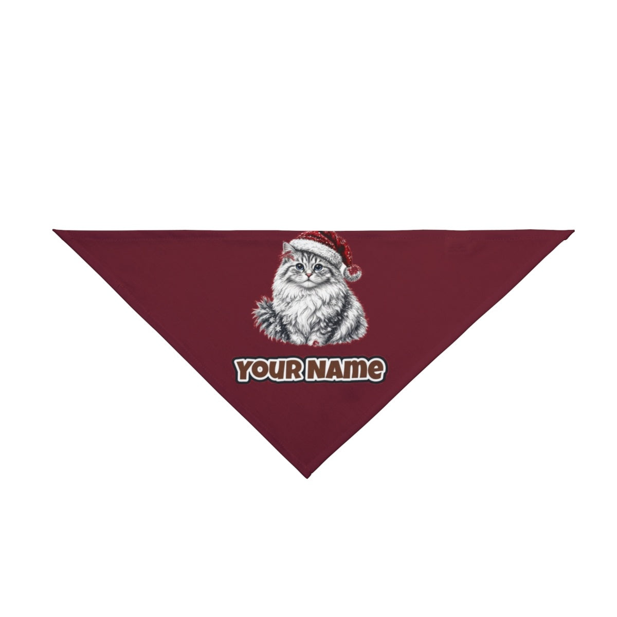 Siberian Cat personalised Christmas pet bandana in maroon, tie-on style