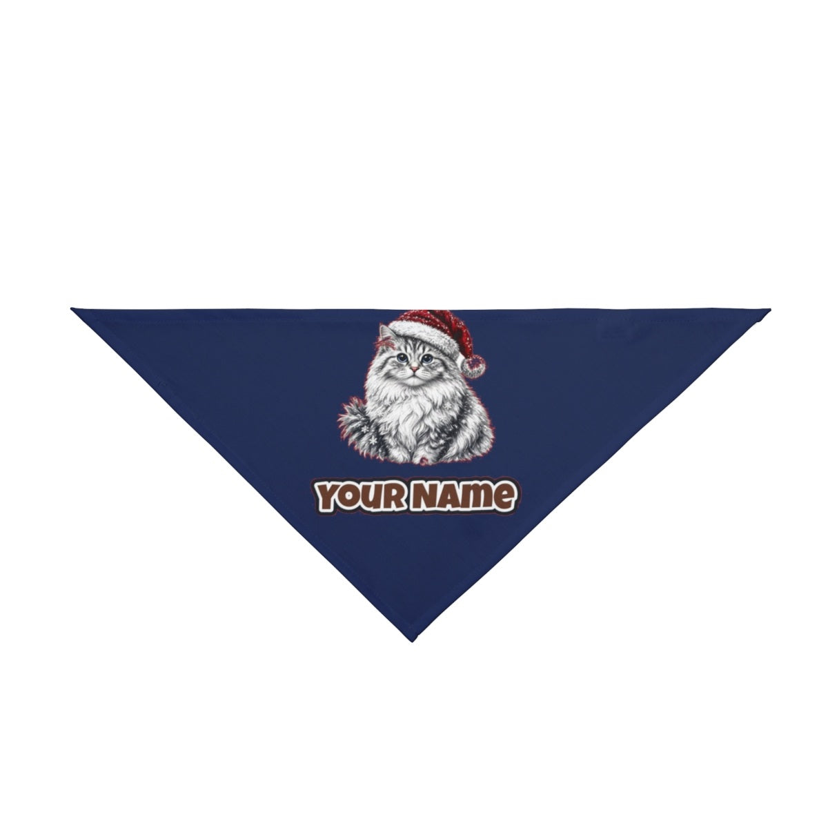Siberian Cat personalised Christmas pet bandana in navy, tie-on style