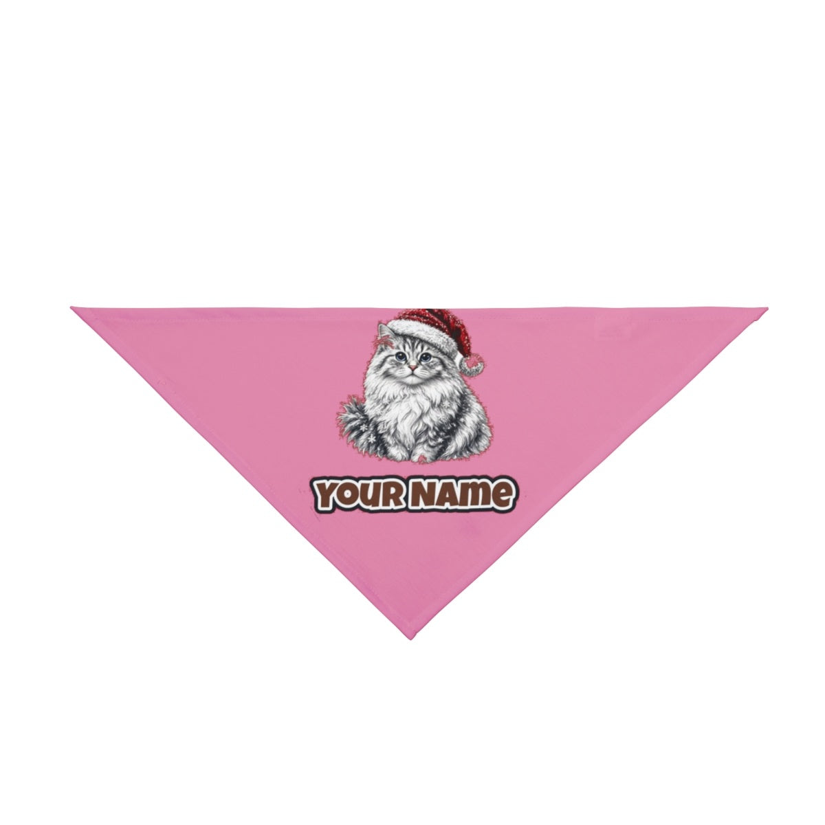Siberian Cat personalised Christmas pet bandana in pink, tie-on style