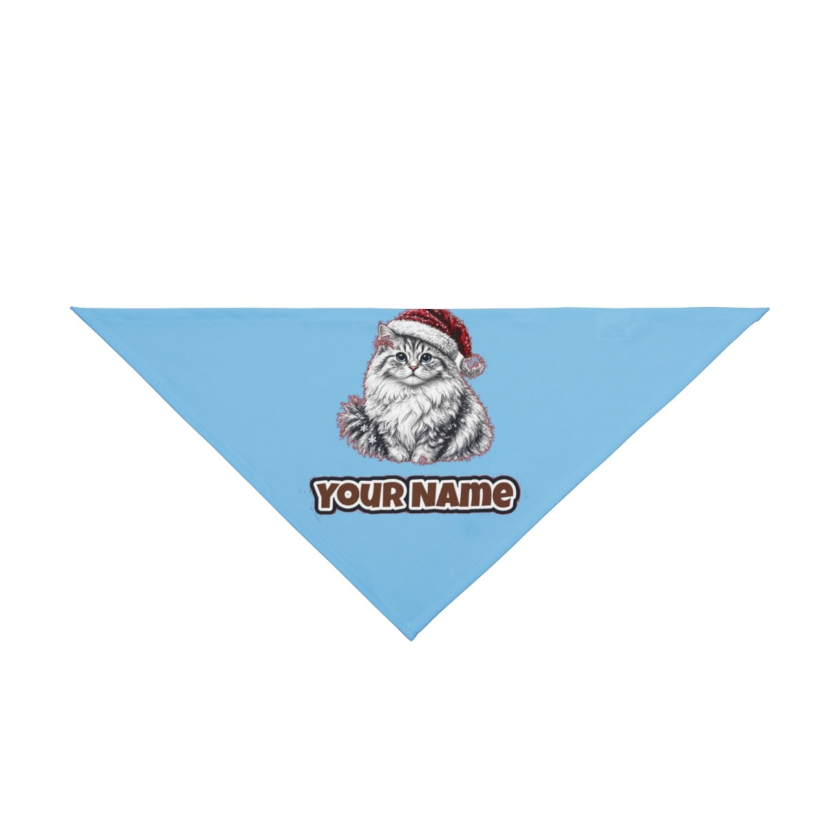 Siberian Cat personalised Christmas pet bandana in sky blue, tie-on style
